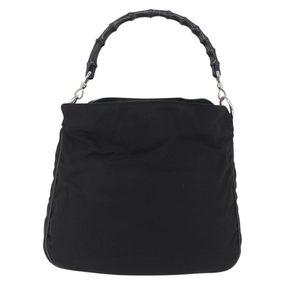 GUCCI Bamboo Shoulder Bag Canvas Black Silver 001 1638 Auth 209672
