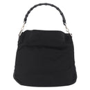 GUCCI Bamboo Shoulder Bag Canvas Black Silver 001 1638 Auth 209672-3