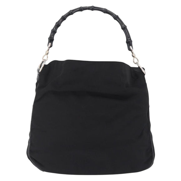 GUCCI Bamboo Shoulder Bag Canvas Black Silver 001 1638 Auth 209672
