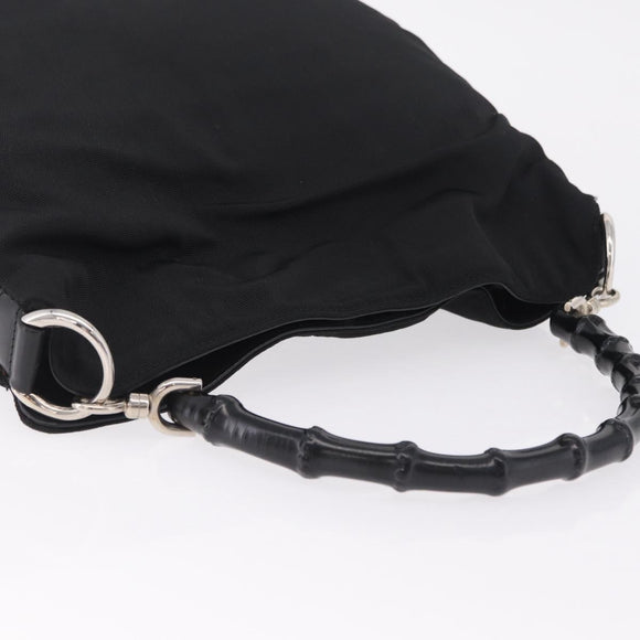 GUCCI Bamboo Shoulder Bag Canvas Black Silver 001 1638 Auth 209672