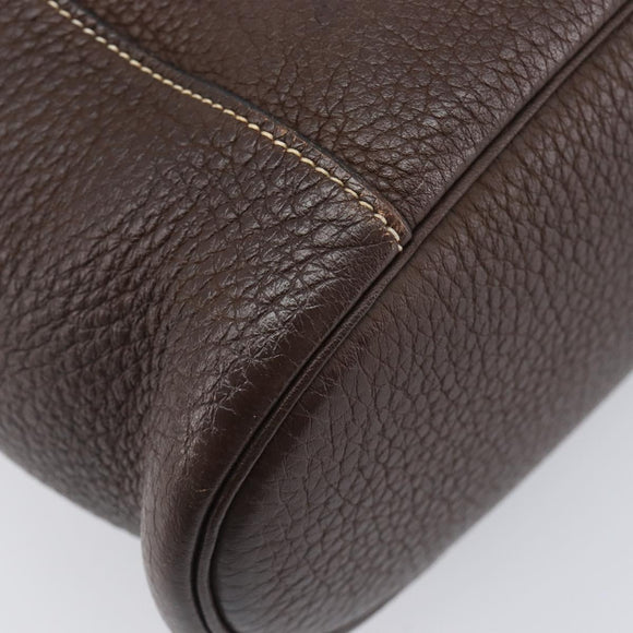 HERMES Good News GM Shoulder Bag Leather Dark Brown Silver Auth 209685V