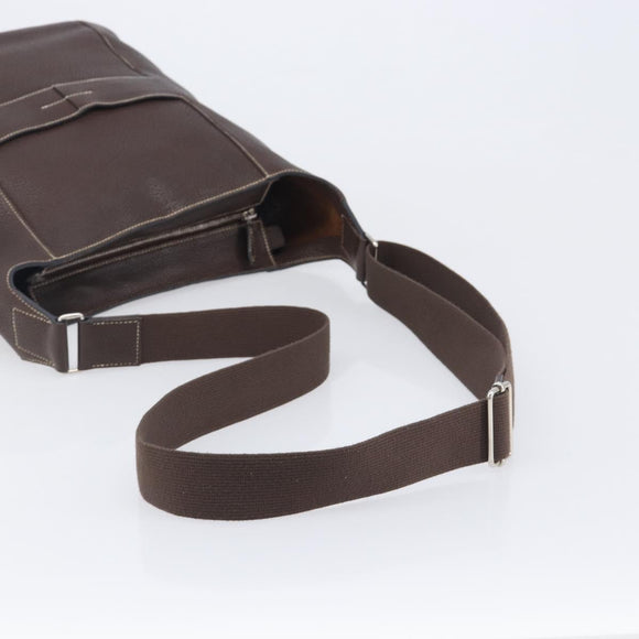 HERMES Good News GM Shoulder Bag Leather Dark Brown Silver Auth 209685V