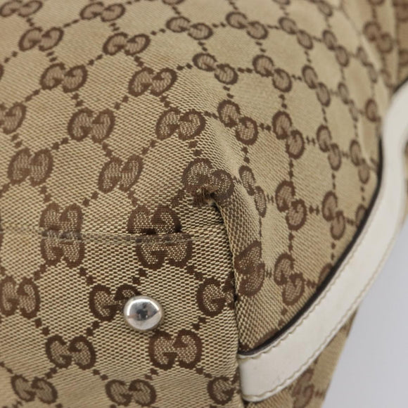 GUCCI GG Canvas Web Sherry Line Tote Bag Beige Silver 232970 Auth 209693