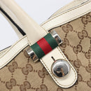 GUCCI GG Canvas Web Sherry Line Tote Bag Beige Silver 232970 Auth 209693-16