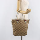 GUCCI GG Canvas Web Sherry Line Tote Bag Beige Silver 232970 Auth 209693-24