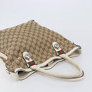 GUCCI GG Canvas Web Sherry Line Tote Bag Beige Silver 232970 Auth 209693-6