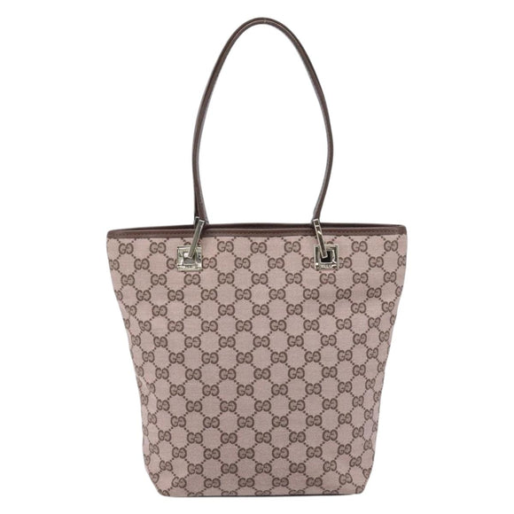 GUCCI GG Canvas Tote Bag Pink Gold Tone 002 1099 Auth 209694