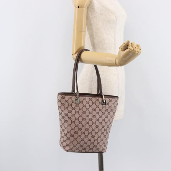 GUCCI GG Canvas Tote Bag Pink Gold Tone 002 1099 Auth 209694