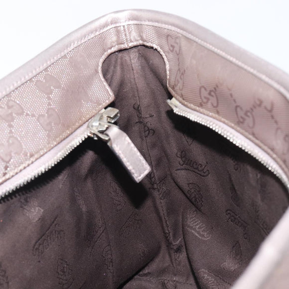 GUCCI GG Implementation Tote Bag PVC Leather Silver 211138 Auth 209695