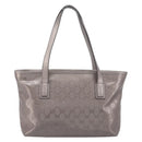 GUCCI GG Implementation Tote Bag PVC Leather Silver 211138 Auth 209695-3