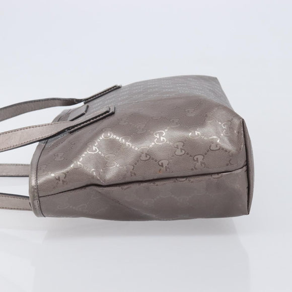 GUCCI GG Implementation Tote Bag PVC Leather Silver 211138 Auth 209695