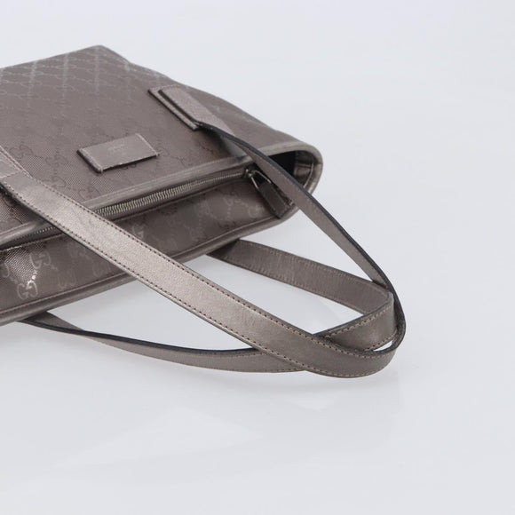 GUCCI GG Implementation Tote Bag PVC Leather Silver 211138 Auth 209695