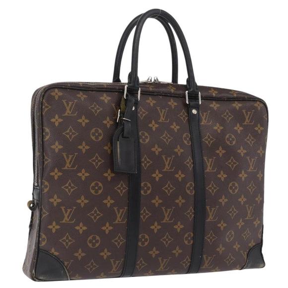 LOUIS VUITTON Monogram Macassar Porte Documents Voyage Bag M52005 LV Auth 209702