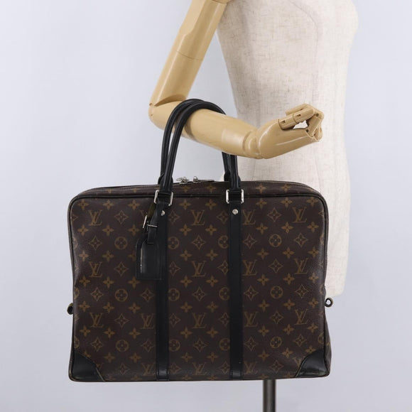LOUIS VUITTON Monogram Macassar Porte Documents Voyage Bag M52005 LV Auth 209702