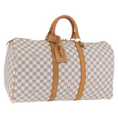LOUIS VUITTON Damier Azur Keepall 50 Boston Bag N41430 LV Auth 209705V-1