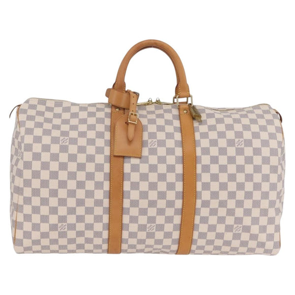 LOUIS VUITTON Damier Azur Keepall 50 Boston Bag N41430 LV Auth 209705V