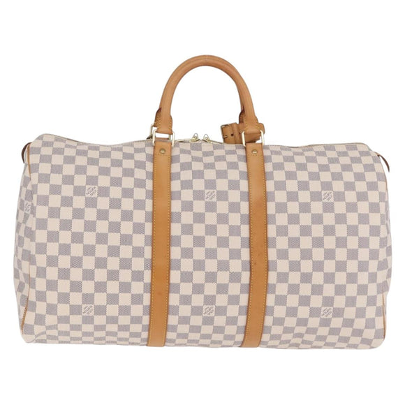 LOUIS VUITTON Damier Azur Keepall 50 Boston Bag N41430 LV Auth 209705V