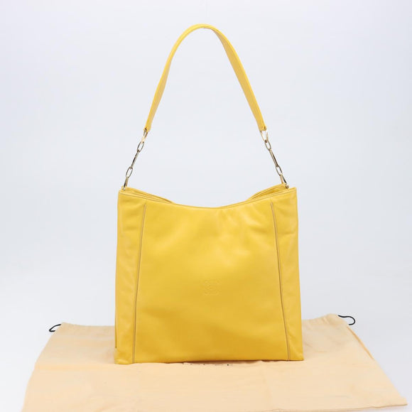 LOEWE Shoulder Bag Leather Yellow Gold Auth 209708V