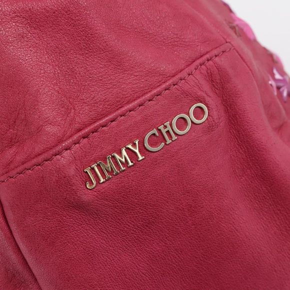 Jimmy Choo Shoulder Bag Leather Pink Gold Tone Auth 209724A