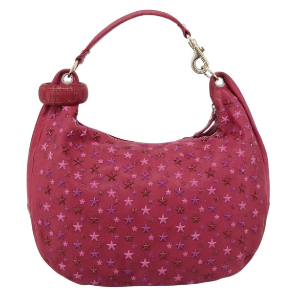 Jimmy Choo Shoulder Bag Leather Pink Gold Tone Auth 209724A