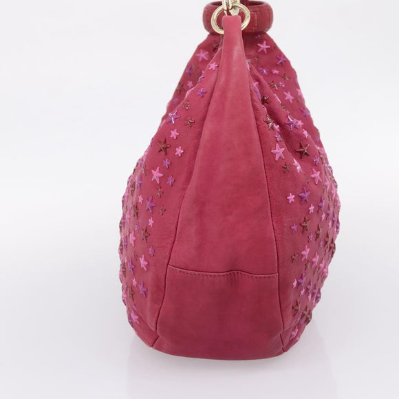 Jimmy Choo Shoulder Bag Leather Pink Gold Tone Auth 209724A