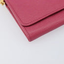 PRADA Chain Shoulder Wallet Leather Pink Gold Tone Auth 209725A-12