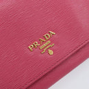 PRADA Chain Shoulder Wallet Leather Pink Gold Tone Auth 209725A-15