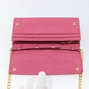 PRADA Chain Shoulder Wallet Leather Pink Gold Tone Auth 209725A-16