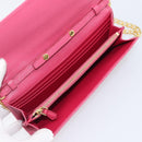 PRADA Chain Shoulder Wallet Leather Pink Gold Tone Auth 209725A-17