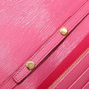 PRADA Chain Shoulder Wallet Leather Pink Gold Tone Auth 209725A-19