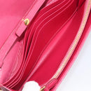 PRADA Chain Shoulder Wallet Leather Pink Gold Tone Auth 209725A-21