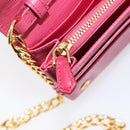 PRADA Chain Shoulder Wallet Leather Pink Gold Tone Auth 209725A-24