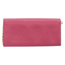 PRADA Chain Shoulder Wallet Leather Pink Gold Tone Auth 209725A-3