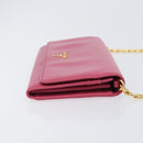 PRADA Chain Shoulder Wallet Leather Pink Gold Tone Auth 209725A-4