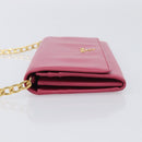 PRADA Chain Shoulder Wallet Leather Pink Gold Tone Auth 209725A-5