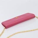 PRADA Chain Shoulder Wallet Leather Pink Gold Tone Auth 209725A-6