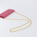 PRADA Chain Shoulder Wallet Leather Pink Gold Tone Auth 209725A-7