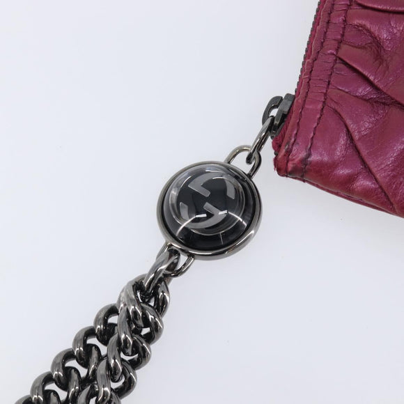 GUCCI Chain Clutch Bag Leather Pink Silver 229397 Auth 209726A