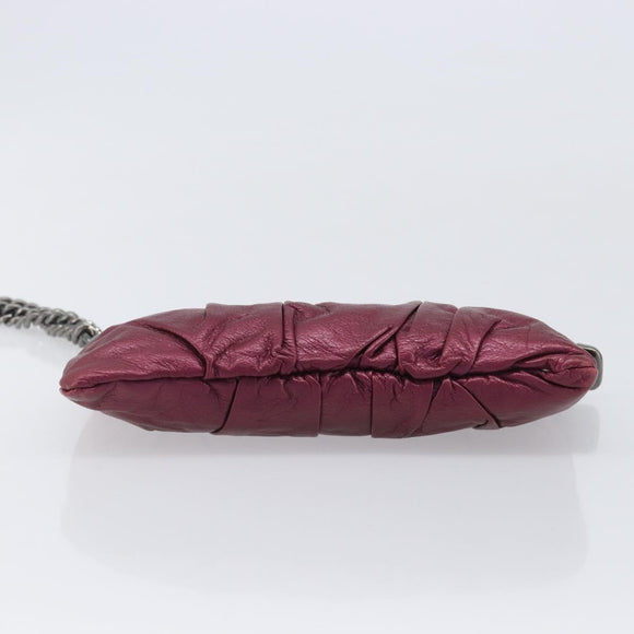 GUCCI Chain Clutch Bag Leather Pink Silver 229397 Auth 209726A
