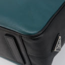 PRADA Hand Bag Saffiano leather Black Emerald Green Auth 209730A-8