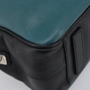 PRADA Hand Bag Saffiano leather Black Emerald Green Auth 209730A-15