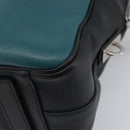 PRADA Hand Bag Saffiano leather Black Emerald Green Auth 209730A-16