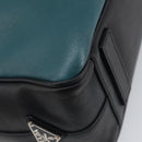 PRADA Hand Bag Saffiano leather Black Emerald Green Auth 209730A-17