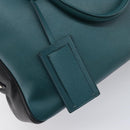 PRADA Hand Bag Saffiano leather Black Emerald Green Auth 209730A-20