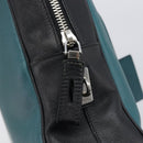 PRADA Hand Bag Saffiano leather Black Emerald Green Auth 209730A-21