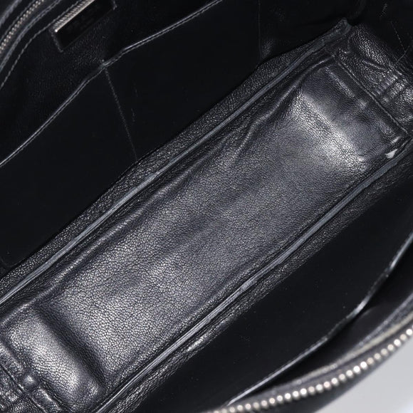 PRADA Hand Bag Saffiano leather Black Emerald Green Auth 209730A