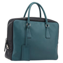 PRADA Hand Bag Saffiano leather Black Emerald Green Auth 209730A-1