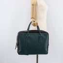 PRADA Hand Bag Saffiano leather Black Emerald Green Auth 209730A-29