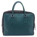 PRADA Hand Bag Saffiano leather Black Emerald Green Auth 209730A-2