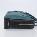 PRADA Hand Bag Saffiano leather Black Emerald Green Auth 209730A-3